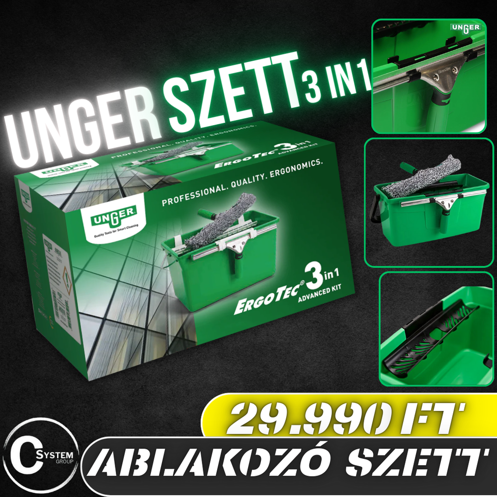 UNGER ErgoTec 3in1 Professzionális Ablaktisztító Szett