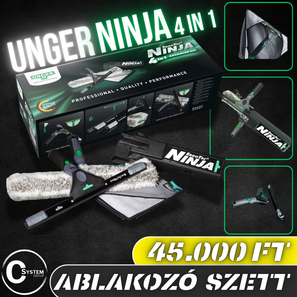 UNGER ErgoTec NINJA 4in1 Professzionális Ablaktisztító Szett