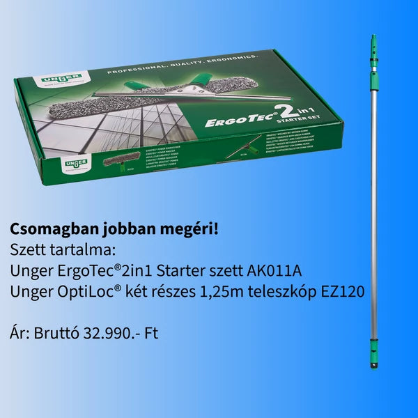 UNGER ErgoTech® 2in1 starter szett + OptiLoc® két részes teleszkóp 1,25m