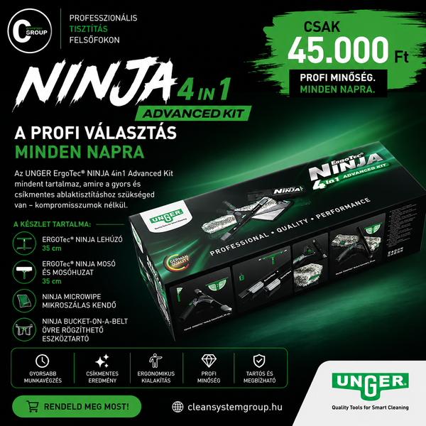 UNGER ErgoTec NINJA 4in1 Professzionális Ablaktisztító Szett