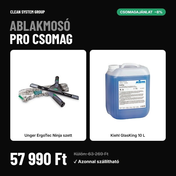 Ablakmosó Pro csomag – Unger Ninja + Kiehl GlasKing